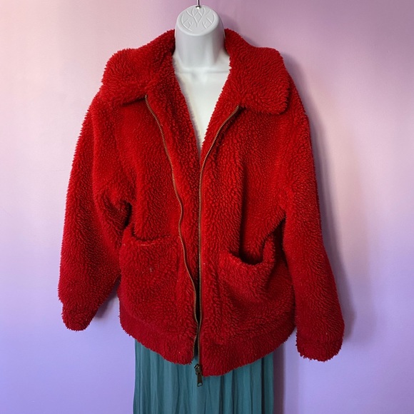 Garage red teddy coat xs/s - Picture 2 of 5